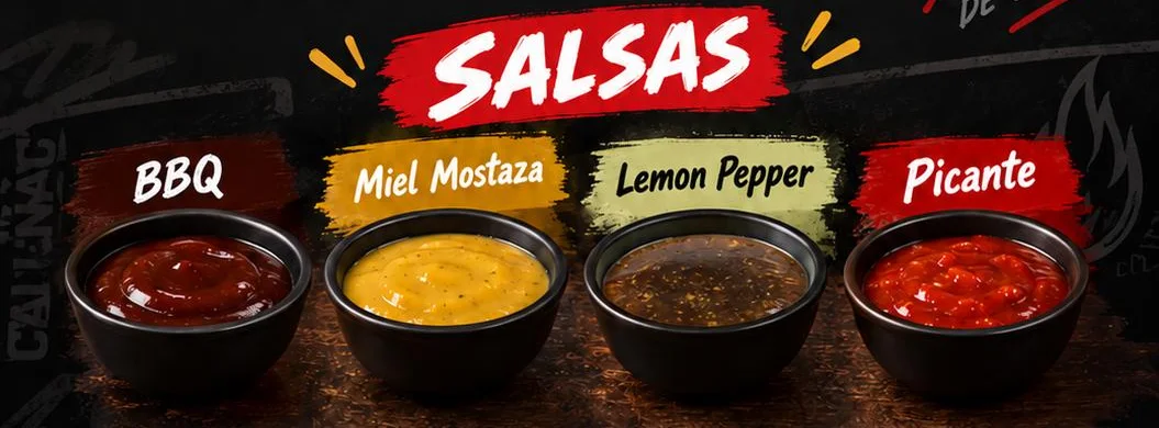 Salsas disponibles: BBQ, Miel Mostaza, Lemon Pepper, Picante